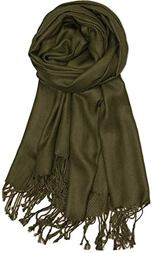 World of Shawls Supermjuk pashminasjal sjal halsduk, Mörk olivgrön,