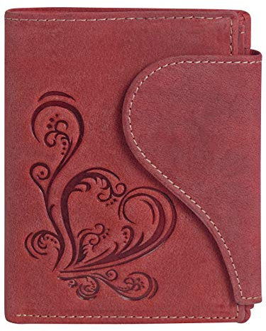 Harrys-Collection Damen Portemonnaie in Vintage mit Herz Special-Edition, Größen:Einheitsgröße, Farben:rot, Leder, RFID Schutz