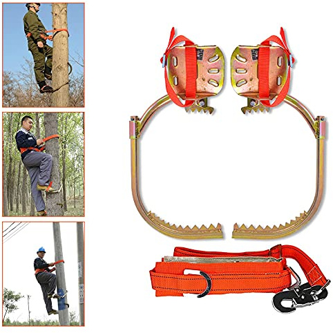 Baumklettern Steigeisen,Klettern BäUme Artefakt Kletterausrüstung Set für Dschungel Überleben/Obstpflücken/Jagd，Elektriker Eisenschuhe