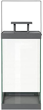 blomus Laterne FINCA | Windlicht aus pulverbeschichtetem Stahl und klarem Glas | Farbe Steel Gray | Höhe 46 cm