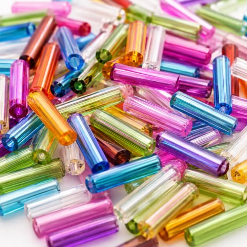 Perlin Stiftperlen Glas Bugle Beads 6x2 mm 600 g 19800 Stk 30 Farben | Perfekt für Perlenstickerei Loom Beading Schmuckdesign filigrane DIY Projekte Schmuckstickerei und Handarbeit
