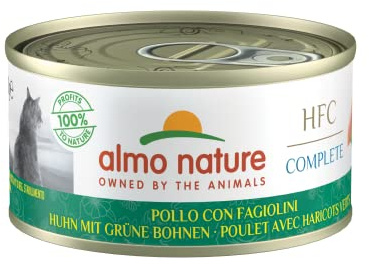 almo nature HFC Complete - våtfoder för vuxna katter, grön böna kyckling (24 x 70 g burk)