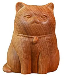 LIJUCAI Cute Japanese Boxwood Statue Hand Carved Home Office Decoration Smooth and Realistic,A,Length 4 width 5 height 6cm