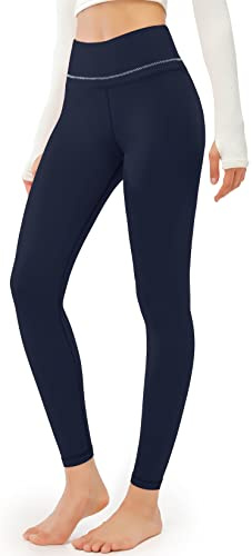 Womens Thermal Fleece Lined Leggings, Warm Elegant High Waisted Gym Leggings, Winter Yoga Pants with Pockets