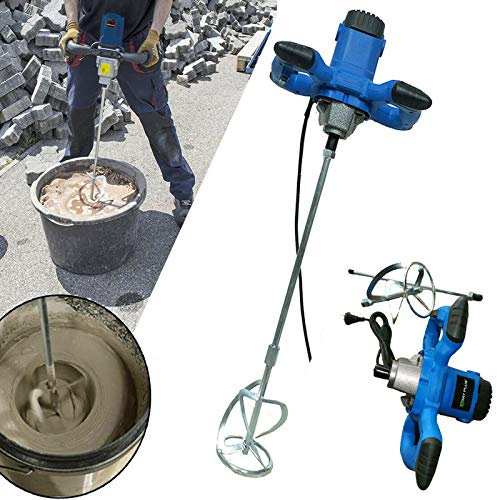 Betonniere Électrique, Melangeur Peinture, Malaxeur Mortier colle, Agitateur électrique professionnel 2600W Mélangeur de mortier, M14 Barre Spirale Chromée, 6 Vitesses, pour peinture, béton et mortier