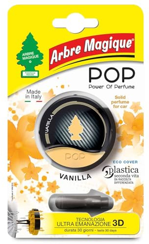 Arbre Magique Pop Auto-Lufterfrischer, fester Duft Fresh Musk, weicher und frischer Duft, hält bis zu 30 Tagen, italienisches Design, Packung mit 8 Stück