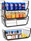 ZPONEED Juego de 4 cestas de almacenamiento para estante inferior de color negro, cesta de almacenamiento de alambre de metal para cocina, despensa, baño, armario