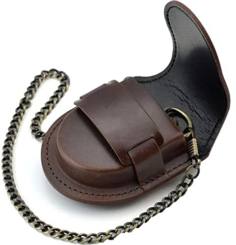 Pocket Watch Case 47mm Leather Pouch for Pocket Watch Strap Band Protector Holder Waist Bag Timepiece