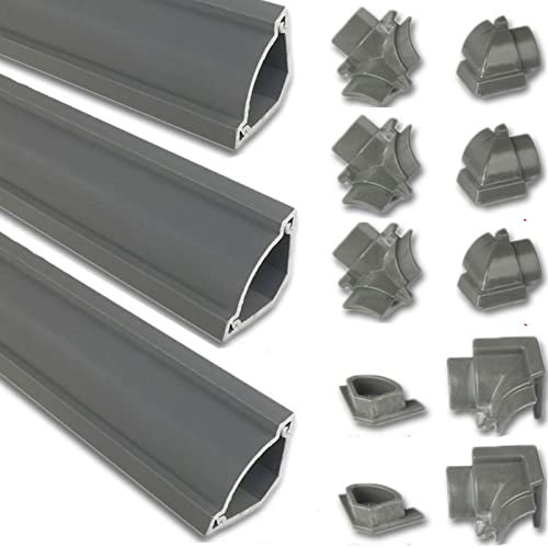 Kabelkanal Kabelschlauch Kabelmanagement Graues PVC Ecke Kabelabdeckungs-Kit, 3M langes, wasserdichtes, strapazierfähiges Kabelmanagement, Zuhause/Büro/Wohnmobil/Camper, Elektrokabel/Verlängerungsk