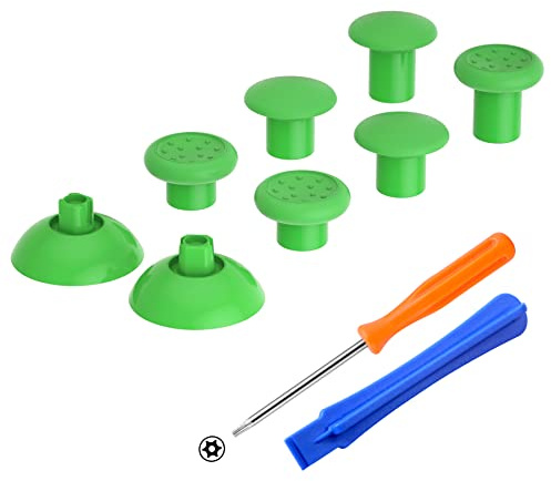 eXtremeRate ThumbsGear Interchangeable Thumbstick for Xbox Controller - Improve Comfort - Green 3 Height Domed & Concave Grips Ergonomic Adjustable Joystick for Xbox Seires X/S, for Xbox One S/X/Elite