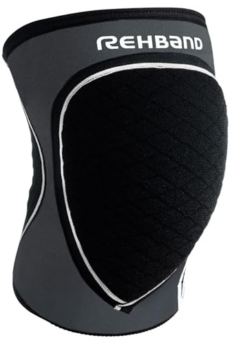 Rehband Knee Pads for Dodgeball, Handball & Indoor Sports, Neoprene Knee Sleeve Protector, Comfortable & Snug Fit, Shock-absorbing Sports Knee Pads Unisex, Colour:Steel Grey, Size:XX-Large