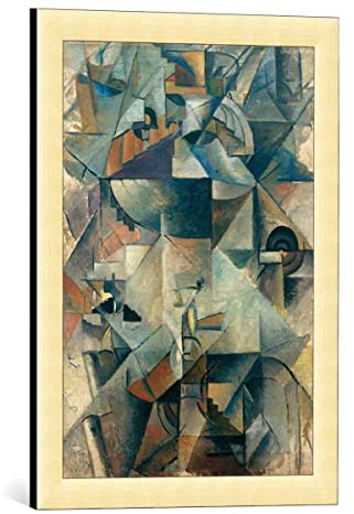 kunst für alle Bild mit Bilder-Rahmen: Kasimir Sewerinowitsch Malewitsch Samowar - dekorativer Kunstdruck, hochwertig gerahmt, 40x55 cm, Gold gebürstet