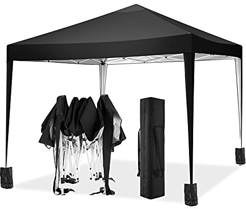 COBIZI Pavillon 3x3m Wasserdicht Stabil Faltpavillon Pop up Gartenpavillon Partyzelt Bierzelt Faltbar Gartenzelt mit 4 Sandsack, Höhenverstellbar, Schwarz