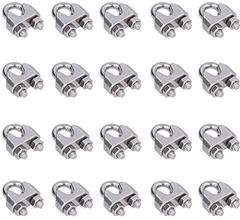 Hyuduo Drahtseilklemme, 20 Stück Edelstahl-Drahtseilklemme, Drahtseilklemme, Hardware-Rigging-Kabelklemme für Rigging, Temporäre Leitplanke, Drahtseilklemmen (M2 (2mm))