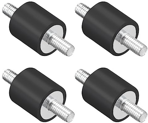QUARKZMAN M5 Gewinde Gummifüße x 4Stk Gummi Nieten [Schwarz Silber] | Stoßdämpfer Anti-Vibrationsdämpfer Montage für Stromerzeuger, Kompressor, Motoren