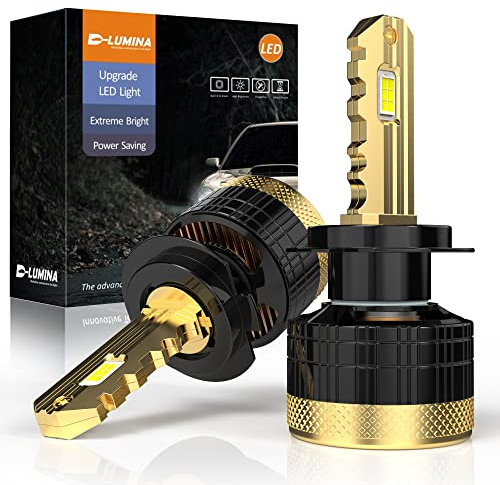D-Lumina H7 Canbus LED-lampa, Golden Key LED-kit, 120 W 3 0 000LM hög lumen vit 6 500 K, IP68 vattentät och avancerat kylsystem, 2 st