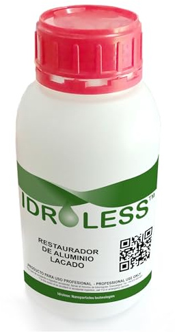 Idroless Restaurador Aluminio Lacado 1L Realza y Recupera Brillo y Color | Renovador del color en aluminio lacado apagado por el sol y la intemperie. Renueva el aspecto original sin lijar ni pintar