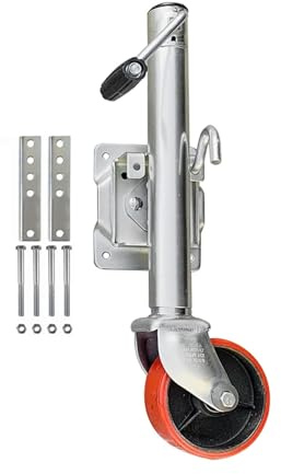 Ruotino D'Appoggio Rimorchio - Servotimone Per Rimorchio E Carrello, Ruotino Girevole Per Rimorchio, Ruotino Per Barca Per Carichi Pesanti Da 15 Cm, Sollevamento Da 26 Cm, 540 Kg, Per Yacht(A)