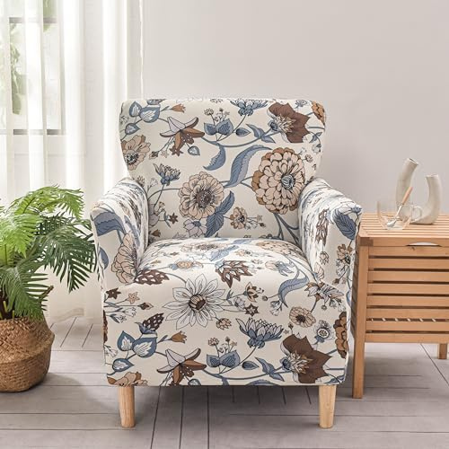 LiveGo Stretch Mid Century Modern Armchair Slipcover 1-Piece Jacquard Accent Chair Covers with Arms Soft Waterproof Chair Slipcovers for Living Room Furniture Protector Office (Color J)