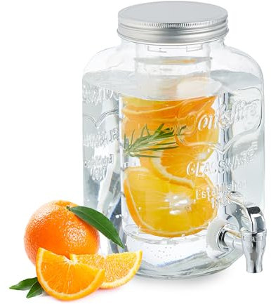Relaxdays Dispenser per Bevande con Rubinetto, 4 Litri, Contenitore con Coperchio, per Acqua e Limonata, Trasparente
