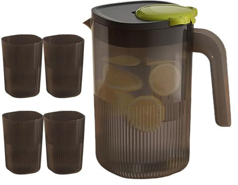 Kalter Wasserkocher, Kühlschrank Wasserflasche mit 4 Tassen, Eisteekocher Teekrug Große Wasserkaraffe Kühlschrankflasche Luftdichte Kanne für Saft, heiße und kalte Limonade