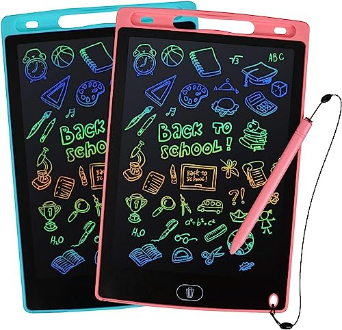 Kogabanny Tavoletta Grafica Bambini LCD 2 Pacchi 10 Pollici, Colorato Lavagna Cancellabile Bambini, Portatile Pittura e Liste Memoria