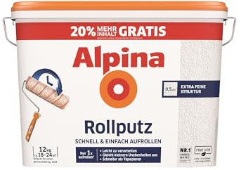 Alpina Rollputz Weiß – Strukturputz für Innenwände, gebrauchsfertig – 12 kg
