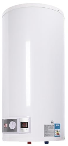 Konfiur 2KW 80L Elektro Warmwasserboiler, IPX4 Vertikal Led Durchlauferhitzer Warmwasserspeicher ABS Wandhängender Boiler für Küchen, Toiletten, Friseursalons, Bäder, Wohnwagen (80L 1)