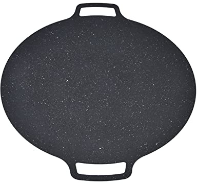 Korean BBQ Grill Pan – Round Nonstick Iron Grilling Tray for Cooking Pork Belly, Pancakes – Heat, Suitable for IndoorOutdoor, Camping (#12)