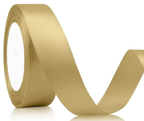 Geschenkband Satinband 22m, 20mm Breit Geschenkband, Golden Schleifenband für Hochzeit, Bastelarbeiten und Geschenkverpackung Hochzeitsdekoration (Golden)