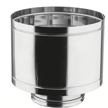 ALLINOX Comignolo a Botte Antivento e Antipioggia In Acciaio INOX Coibentato Terminale Canna Fumaria Doppia Parete Per Camino Con Base Tonda Stufa a Legna o Pellet (DN 200/250)