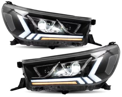 Faro Principal Para Toyota para HILUX para REVO 2021 para DRL señal de giro frontal completa linterna LED para cabeza lente Led faros de coche Juego De Faros Delanteros(H lens)