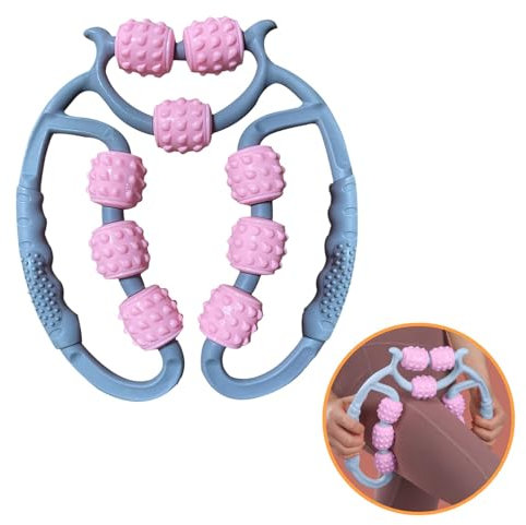 KATLIKU Rullo Massaggiante Manuale 9 Rulli – Massaggiatore per Gambe, Braccia e Cosce – Pressione Regolabile, Design Ergonomico per Rilassamento Muscolare e Recupero Sportivo