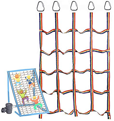 GSHUPIOU Klettern Sieben farbige Sicherheitsnetze 4,8 x 6,1 Fuß Hochleistungs-Kletter-Ladungsnetz-Strickleiter, Outdoor-Ladungsgurtnetz, for Outdoor-Trainingszubehör, Tragkraft 300 kg
