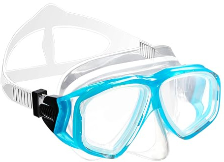 Occhialini da Sub per Bambini Set Maschera da Nuoto con Clip Naso Tappi Orecchie Visione Panoramica a 180 °Anti-Appannamento A Prova di Perdita per Ragazzi Ragazze Blu