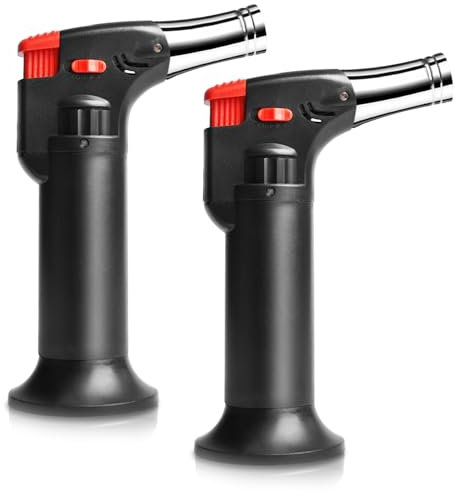 2 accendini tempesta con 4 fiamme jet, ricaricabili a gas, accendini elettrici, antivento, per candele, cucina, campeggio, barbecue, camino, regali per uomini (senza gas)