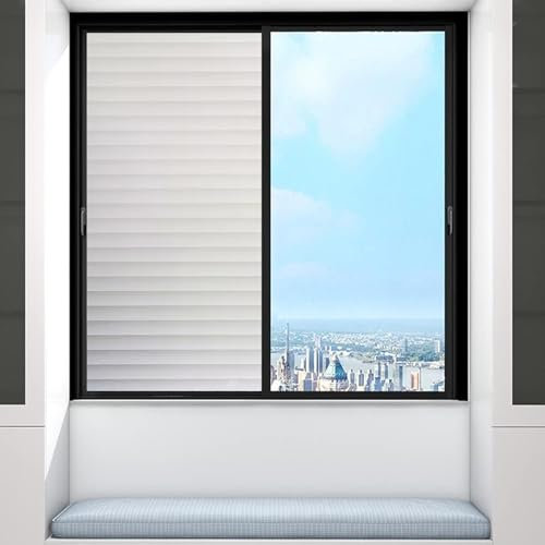 Sichtschutzfolie Selbstklebend Statische Folie 120 x 600 cm Glastür Milchglasfolie Anti UV Sonnenschutzfolie Statisch Haftend, Kein Kleber, Blickdicht, Wiederverwendbar, für Zuhause, Lamellen