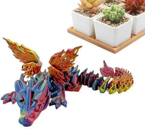 Dinosaurier-Figur, Spielzeug, beweglicher Dinosaurier, bedruckt mit Flügeln, Farbverlauf, flexible Dinosaurier-Tischdekoration für Bücherregal, Schreibtisch