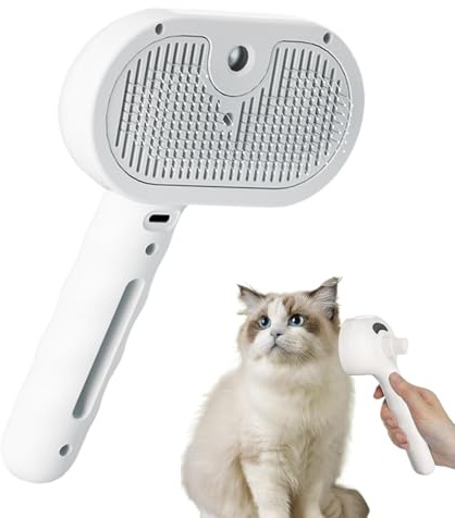 Hogvinnatil Cat Steamer Brush, Cat Brush - Steam Tank with 35 ml Water Tank, Release Button, Dog Hair Remover, Pet Supplies, Pet Spray, Depilatory Comb
