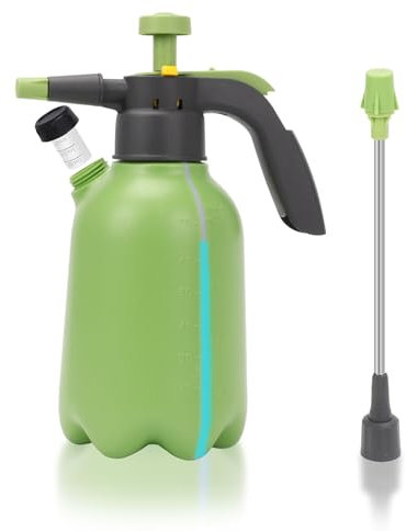 Spruzzatore a Pressione 2 Litri, Nebulizzatore Giardino Professionale Irroratore A Pressione con Ugello Lungo Spruzzino Piante Vaporizzatore Piante Per Giardino Orto e Fiori