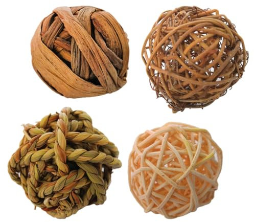 FUTUREORYY 4pcs Rattan Chew Toys for Small Birds and Natural Parrot Promotes Healthy Chewing and Mental Safe and Fun for Parakeets Cockatiels and More