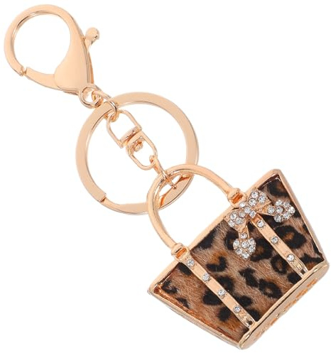 BESPORTBLE Schlüsselanhänger im Kreativen Taschenform Design Leopard aus Legierung und Strass Einzigartiger Strass Schlüsselanhänger als Dekoratives Accessoire für Geburtstag und Jubiläum