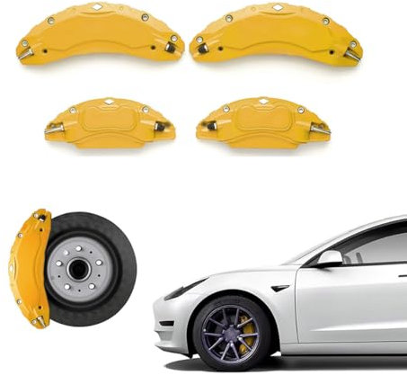 4pcs Car Wheel Brake Caliper Cover Stickers For Honda e:NS1 e:Ny1 2022, Aluminum Brake Pads 3d Style Front Rear Exterior Body Kit With logo pattern,C Yellow