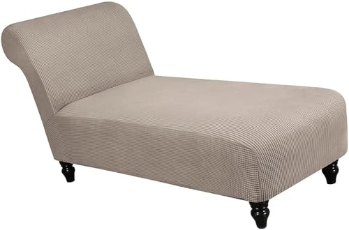 YNJJKA Stretch relaxliege schonbezug ohne armlehnen elastische chaiselongue schonbezüge Abdeckung liegesessel bezug sofabezug rutschfest relaxsessel bezüge armlehne stuhlbezug modern Jacquard(Khaki)