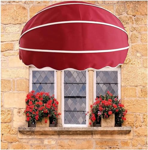 Einziehbare Kuppelmarkise aus Segeltuch, wasserdicht und UV-beständig, mit verzinktem Aluminiumrahmen, faltbarer Balkonschirm (70 cm, rot)