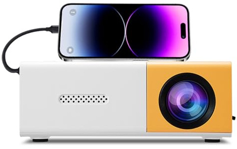 EIMSOAH Piccolo Proiettore, 1080p Portatile 100ansi 6000lm luminosità Manuale di Correzione Automatica Focus 100in Schermo Support LED Proiettore di Film per Home