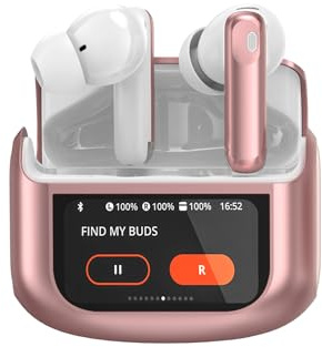 Wireless Earbuds, 48H Smart Touch Screen Ear Buds Wireless Bluetooth 5.4 Headphones In Ear, ANC/ENC Noise Cancelling Mic Bluetooth Earbuds, 5 EQ Modes, HiFi Stereo, IPX7 Waterproof Earphones Rose Gold