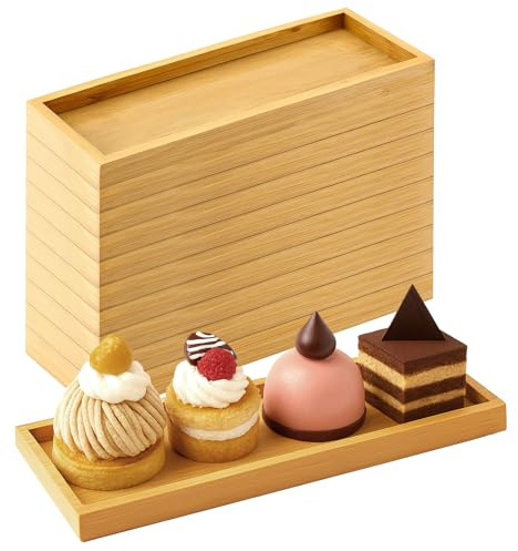 10 Stück Bambus Tabletts Set, 29 x 10 cm Rechteckig Serviertablett Holz