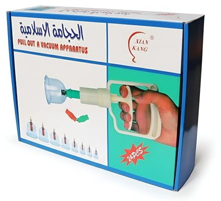 Schröpfgläser mit Vakuumpumpe | Cupping Set | Schröpfset mit 24 Gläsern für Schröpfen & Cupping Therapie | Schröpfgerät & Massage Set Physiotherapie Zubehör