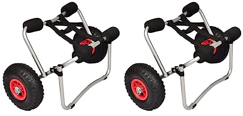 Ordellia kajakvagn 2 st. Aluminiumtransportvagn för båttrailer, släp och trosor, 70 kg lastkapacitet, 25 cm hjul, vikbar för vattensport, lagring och enkel båttransport